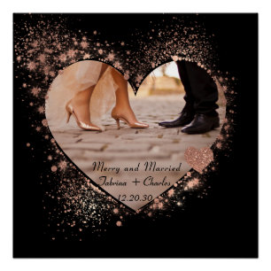 Verheiratet & Fröhlich Roségold Funkelnde Lichter  Poster