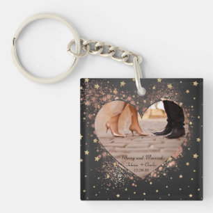 Verheiratet & Fröhlich Roségold Glitzernde Lichter Schlüsselanhänger