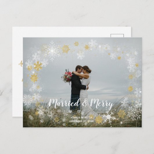 verheiratet & fröhlich Weihnachten Foto Postkarte (Vorne/Hinten)