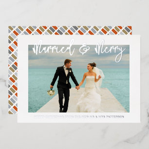 Verheiratet & Fröhliche Hochzeit Herr & Frau Erste Folieneinladung