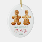 Verheiratet Gingerbrei Couple Personalisiert Weihn Keramik Ornament (Rechts)