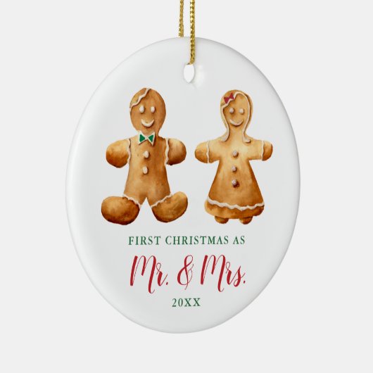 Verheiratet Gingerbrei Couple Personalisiert Weihn Keramik Ornament (Rechts)