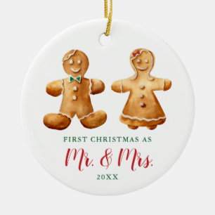 Verheiratet Gingerbrei Couple Personalisiert Weihn Keramik Ornament