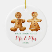 Verheiratet Gingerbrei Couple Personalisiert Weihn Keramik Ornament (Hinten)