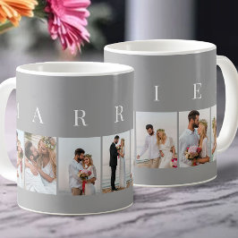 VERHEIRATET Grau und Weiß 7 BilderCollage Kaffeetasse