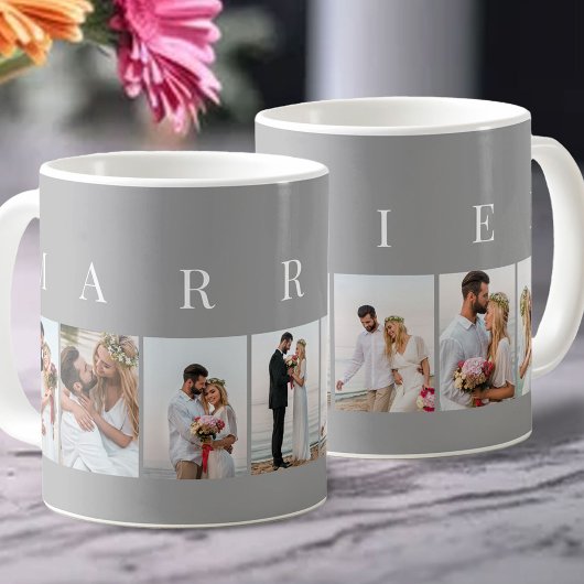 VERHEIRATET Grau und Weiß 7 BilderCollage Kaffeetasse