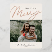 Verheiratet- & Heiratsskriptkarte Foto Foil Card Folieneinladung (Vorderseite)