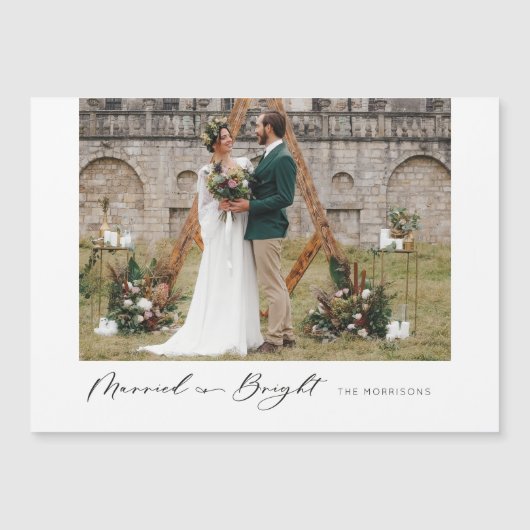 Verheiratet & hell Moderne Minimal Foto Magnet Car (Vorderseite)