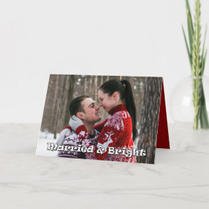 Verheiratet & hell Neuvermählte Weihnachtsfotokart Feiertagskarte