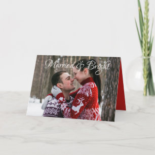 Verheiratet & hell Neuvermählte Weihnachtsfotokart Feiertagskarte