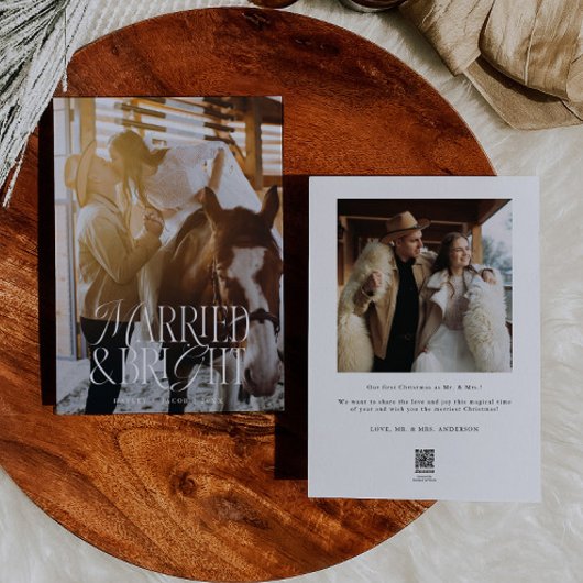 Verheiratet & hell Vintag Elegantes Foto Feiertagskarte