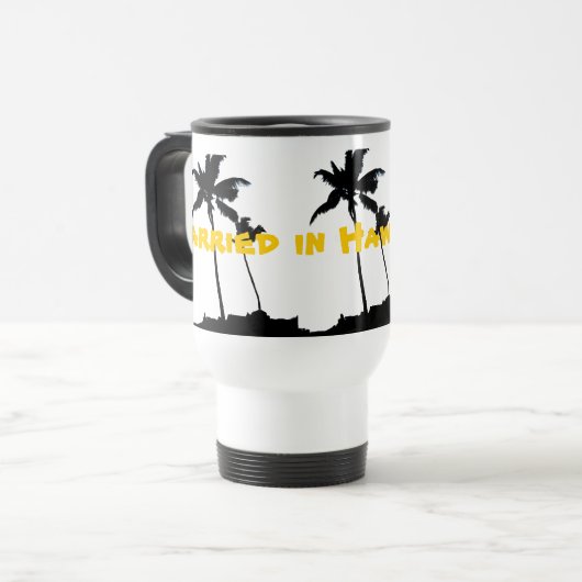 Verheiratet in den Hawaii-Palmen Reisebecher (Vorderseite Links)