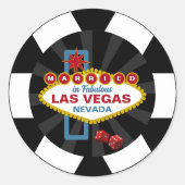 Verheiratet in fabulous Las Vegas Poker Chip Hochz Runder Aufkleber (Vorderseite)