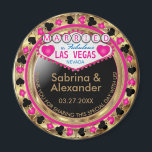 Verheiratet in Las Vegas - Danke - Pink Magnet<br><div class="desc">Casino Stil Magnet. Verheiratet in Las Vegas vielen Dank für die Teilnahme an diesem besonderen Tag mit uns in einem rosa, gold und schwarz Design. Ein großartiges Gastgeschenk für den Ehrengast oder Ihren Gast. Weitere Farben sind verfügbar. ✔ Hinweis: Nicht alle Vorlagenbereiche müssen geändert werden. 📌 Wenn Sie weitere Anpassungen...</div>