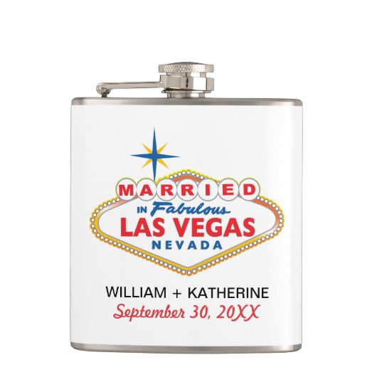 VERHEIRATET IN LAS VEGAS Flask Brautparty Geschenk Flachmann (Vorderseite)