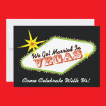 Verheiratet in Las Vegas Hochzeitsfeier Einladung<br><div class="desc">verheiratet in Vegas got? Elopement Ankündigung oder nach der Hochzeit Empfang Party laden mit Ihrem eigenen Text auf der anderen Seite. Wenn Sie eine Hochzeit in Urlaubsort entwickelt oder hatten und bereit sind, eine Hochzeitsfeier nach der Tatsache, anpassen Sie diese personalisierte Einladung für Ihre Veranstaltung. Ändern Sie den gesamten Text...</div>