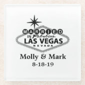 Verheiratet in Las Vegas Personalisierte Gastgesch Glasuntersetzer (Vorderseite)