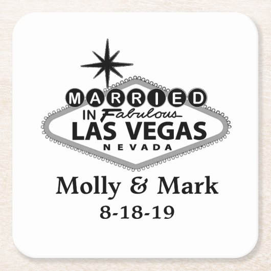 Verheiratet in Las Vegas Personalisierte Gastgesch Rechteckiger Pappuntersetzer (Vorderseite)