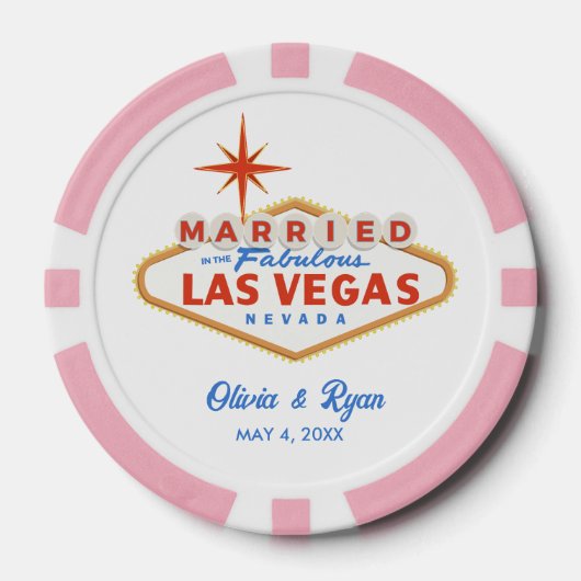 Verheiratet in Las Vegas Pink Casino Gastgeschenk Pokerchips (Vorderseite)