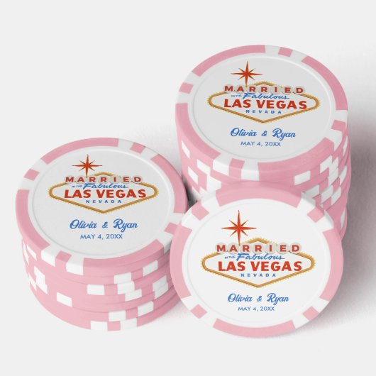 Verheiratet in Las Vegas Pink Casino Gastgeschenk Pokerchips (Stapel)