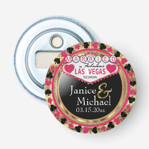 Verheiratet in Las Vegas Style - Dunkelrosa Flaschenöffner