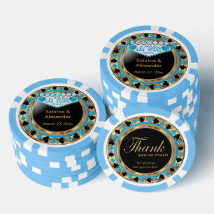 Verheiratet in Las Vegas - Vielen Dank Blau Pokerchips