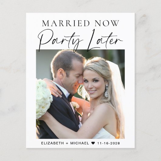 Verheiratet jetzt Party später Foto Hochzeit (Vorderseite)