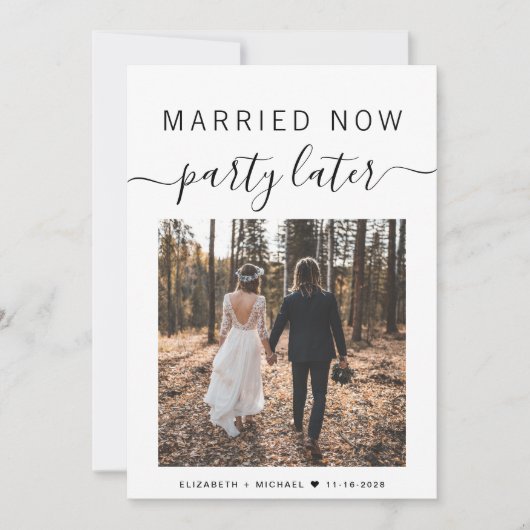 Verheiratet jetzt Party später Foto Hochzeitsankün (Vorderseite)