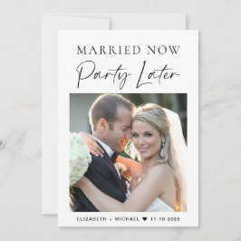 Verheiratet jetzt Party später Foto Hochzeitsankün Einladung