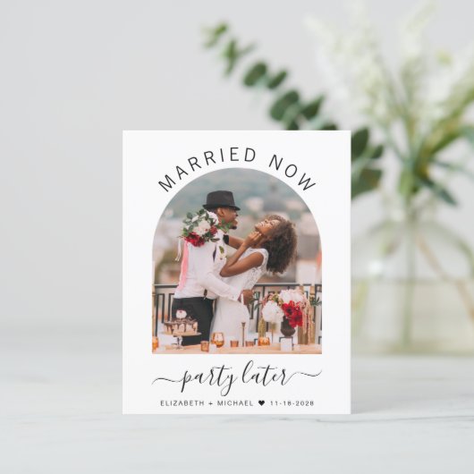 Verheiratet jetzt Party Spätere Arch Foto Hochzeit (Stehend Vorderseite)