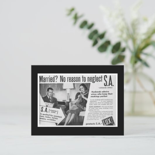 Verheiratet? Kein Grund, "S.A." zu vernachlässigen Postkarte (Stehend Vorderseite)
