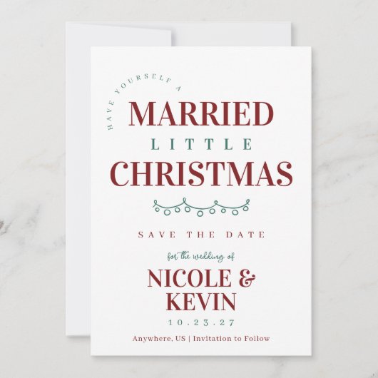 Verheiratet Kleines Weihnachten Datum speichern Save The Date (Vorderseite)