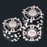 Verheiratet Las Vegas Style Pokerchips<br><div class="desc">Poker Chips im Casino-Stil. Verheiratet in Las Vegas. Mit tiefrotem, silberfarbenem, weißem und schwarzem Design. ✔ HINWEIS: ÄNDERN SIE NUR DIE VORLAGEBEREICHE, DIE SIE BENÖTIGEN! 😀 Sie können den Text bei Bedarf entfernen und neu hinzufügen, was immer Sie möchten und welchen Schriftart Sie möchten. 📌 Wenn Sie weitere Anpassungen benötigen,...</div>