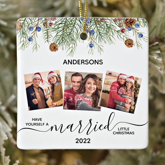 Verheiratet Little Christmas Newlyweds 3 Foto Keramikornament