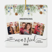 Verheiratet Little Christmas Newlyweds 3 Foto Keramikornament (Rückseite)
