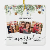 Verheiratet Little Christmas Newlyweds 3 Foto Keramikornament (Vorderseite)