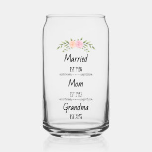 Verheiratet, Mama & Oma - Custom Floral Family Est Dosenglas