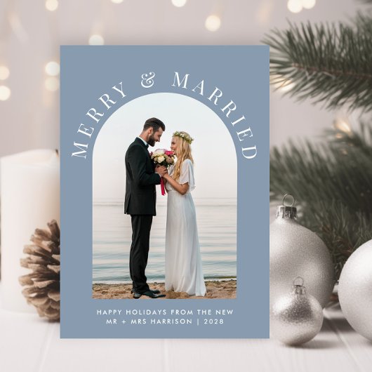Verheiratet Merry Arch Foto Dusty Blue Weihnachten