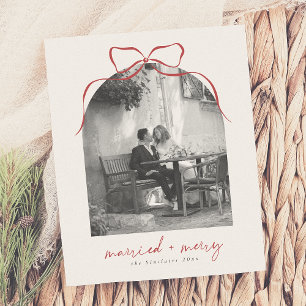 Verheiratet & Merry Bow Arch Foto Weihnachten