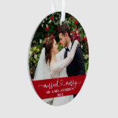 Verheiratet Merry Calligraphy Heart Foto Wedding R Ornament (Vorderseite)