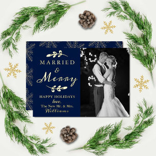 Verheiratet & Merry Couple's 1. Weihnachtsfest Fot Folien Feiertagskarte