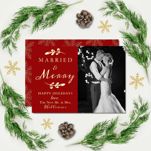 Verheiratet & Merry Couple's 1. Weihnachtsfest Fot Folien Feiertagskarte