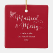 Verheiratet Merry Custom 1. Weihnachten Neu verhei Keramikornament (Rückseite)