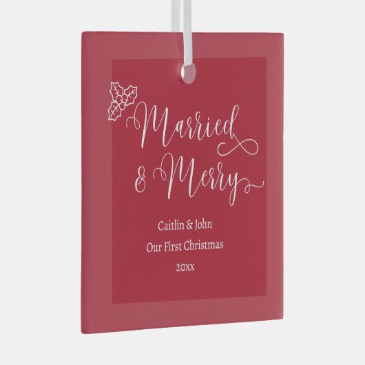 Verheiratet Merry Custom First Christmas New New R Ornament Aus Glas (Vorderseite Rechts)