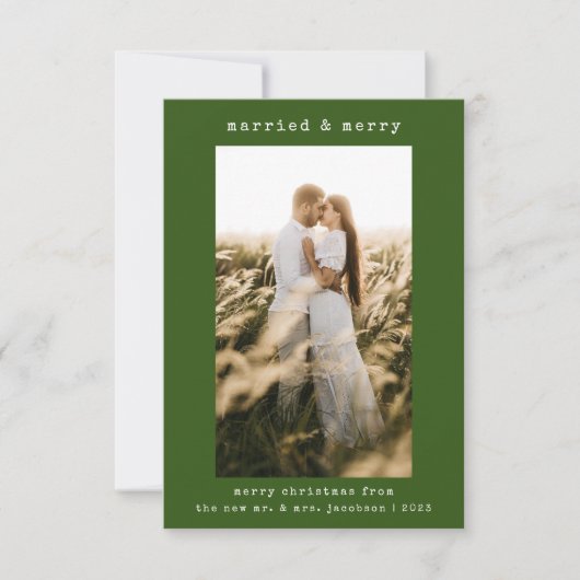 Verheiratet & Merry Einfache Minimalistische Weihn Dankeskarte (Vorderseite)