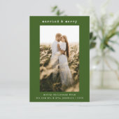 Verheiratet & Merry Einfache Minimalistische Weihn Dankeskarte (Stehend Vorderseite)