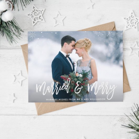 VERHEIRATET & MERRY | elegante Hochzeitsankündigun Postkarte