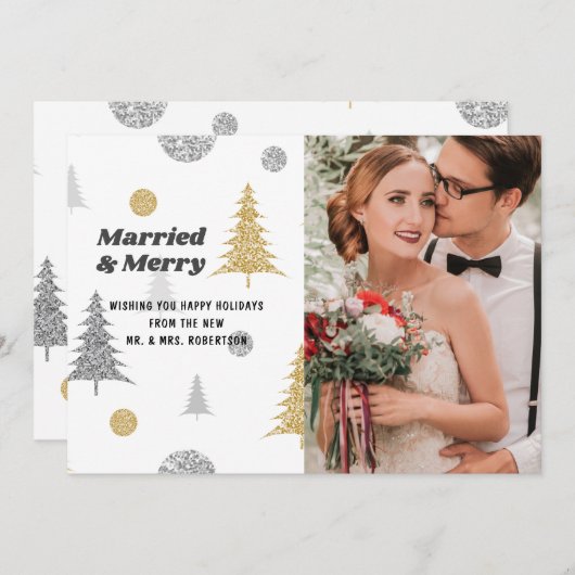 Verheiratet & Merry Festive Glitzer Foto (Vorne/Hinten)