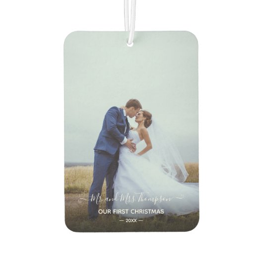 Verheiratet Merry First Christmas New Foto Autolufterfrischer (Rückseite)