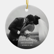 Verheiratet Merry First Christmas Schwarz-weißes F